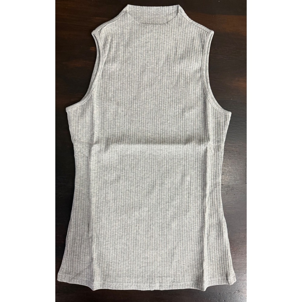 NWT Small Mittoshop Gray Ribbed Mock Neck Sleeveless Top Tank